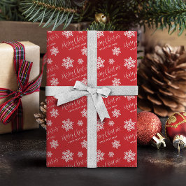 Red Snowflakes Frohe Weihnachtsschrift Custom Geschenkpapier