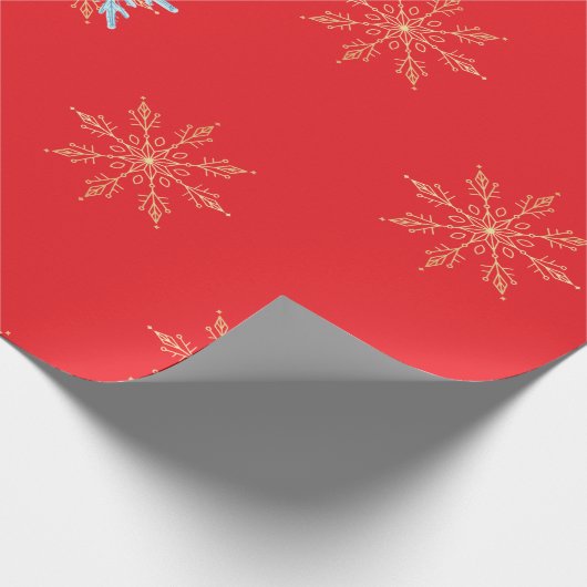 Red Snowflakes Merry Christmas Script with 2026 Wr Geschenkpapier (Ecke)