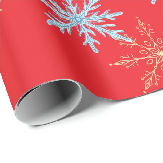 Red Snowflakes Merry Christmas Script with 2026 Wr Geschenkpapier (Rolleneckpunkt)