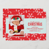 Red Snowflakes Pattern Holiday Cards Feiertagskarte (Vorne/Hinten)