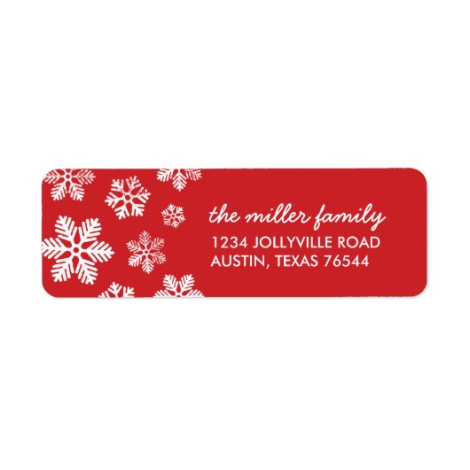 Red Snowflakes Personalisiert Address Labels (Vorne)