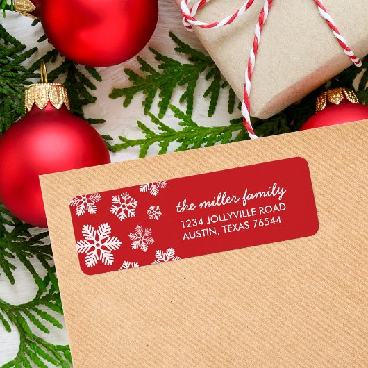 Red Snowflakes Personalisiert Address Labels