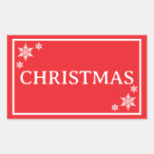 Red Snowflakes Simple Christmas Word Rechteckiger Aufkleber (Vorderseite)