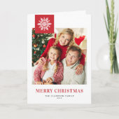 Red Snowflakes Tag Frohe Weihnachten Foto (Vorderseite)