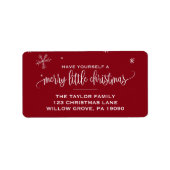 Red Snowflakes Weihnachten Adressaufkleber (Vorne)