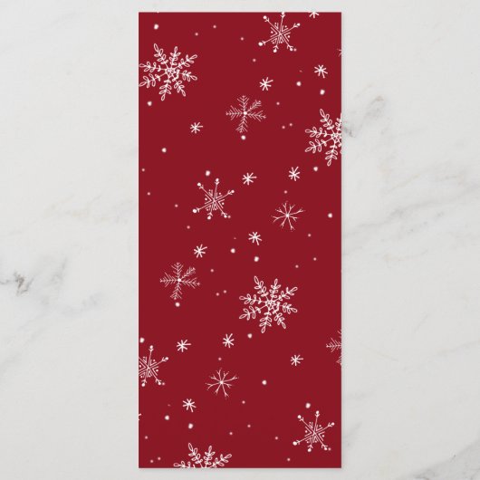 Red Snowflakes Weihnachts-Dinner Menü Karte (Rückseite)