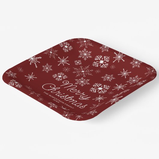 Red Snowflakes Weihnachts-Party Pappteller (Gewinkelt)