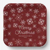 Red Snowflakes Weihnachts-Party Pappteller (Vorderseite)