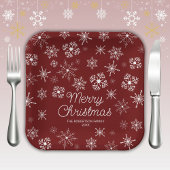 Red Snowflakes Weihnachts-Party Pappteller