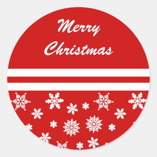 Red Snowflakes Weihnachtsaufkleber Runder Aufkleber (Vorderseite)