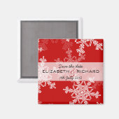 Red Snowflakes Weihnachtsmagnet Magnet (Vorderseite/Rückseite)