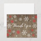 Red Snowflakes Winter Burlap Danke Karte (Vorne/Hinten)