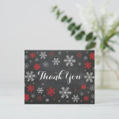 Red Snowflakes Winter Chalkboard Danke Karte (Stehend Vorderseite)
