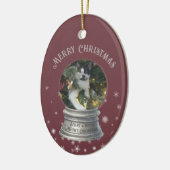 Red Snowglobe Snowflake Foto Keramik Ornament (Links)