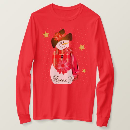 Red Snowman Niedlich T-Shirt (Design vorne)