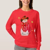 Red Snowman Niedlich T-Shirt (Vorderseite)