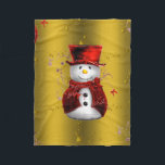 Red Snowman on Gold Christmas Fleecedecke<br><div class="desc">Eine niedliche Schneemannsdecke mit einem Schneemann aus rotem Samt,  umgeben von goldenen Sternen und roten Bändern,  das ganze Set auf festlichem,  goldenen Hintergrund,  um Ihrem Urlaub Zuhause einen einzigartigen Look für diese Weihnachtszeit.</div>
