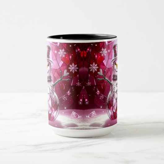 Red Snowman Snowflakes Holiday Mug Tasse (Zentrum)