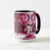 Red Snowman Snowflakes Holiday Mug Tasse (VorderseiteRechts)