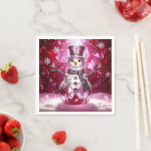 Red Snowman Snowflakes Holiday Napkin Serviette (Beispiel)