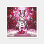 Red Snowman Snowflakes Holiday Napkin Serviette (Vorderseite)