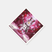 Red Snowman Snowflakes Holiday Napkin Serviette (Ecke)