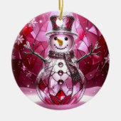 Red Snowman Snowflakes Holiday Ornament (Vorne)