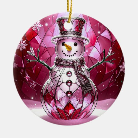 Red Snowman Snowflakes Holiday Ornament (Vorne)