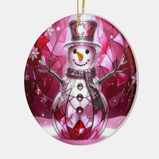 Red Snowman Snowflakes Holiday Ornament (Links)