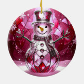 Red Snowman Snowflakes Holiday Ornament (Hinten)