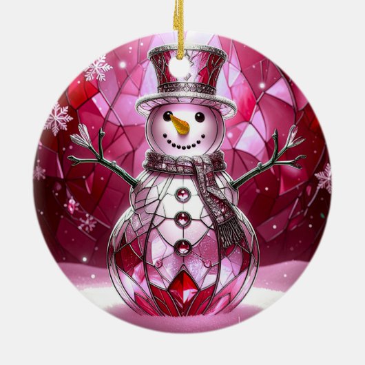 Red Snowman Snowflakes Holiday Ornament (Hinten)