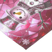 Red Snowman Snowflakes Holiday Table Runner Mittelgroßer Tischläufer (Ecke)