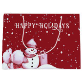 Red Snowman Snowy Weihnachtsfeiertag Geschenktasch Große Geschenktüte (Vorderseite)