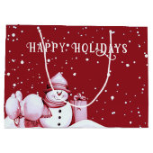 Red Snowman Snowy Weihnachtsfeiertag Geschenktasch Große Geschenktüte (Rückseite)