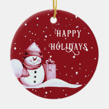 Red Snowman Snowy Weihnachtsfeiertag Ornament
