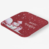 Red Snowman Snowy Weihnachtsfeiertag Pappteller (Gewinkelt)