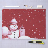 Red Snowman Snowy Weihnachtsfeiertag Seidenpapier (Handwerk)