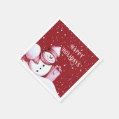 Red Snowman Snowy Weihnachtsfeiertag Serviette (Ecke)