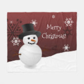 Red Snowman Winter Scene Weihnachtsblanket Fleecedecke (Vorderseite (Horizontal))