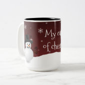 Red Snowman Winter Scene Weihnachtsfeier Tasse (Vorderseite Links)