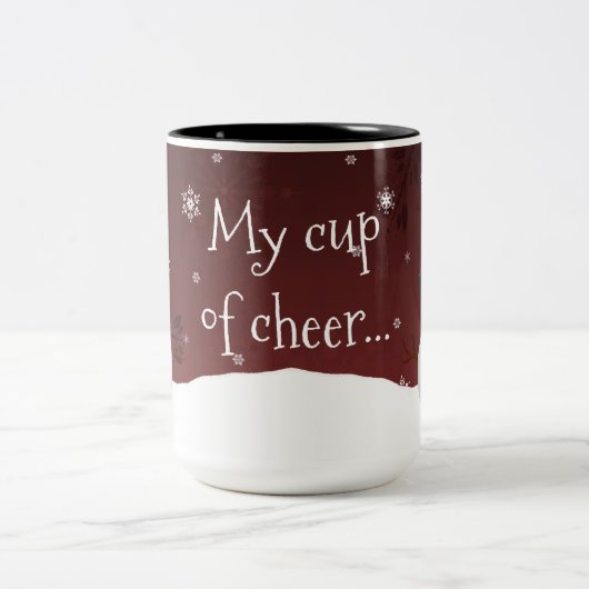 Red Snowman Winter Scene Weihnachtsfeier Tasse (Mittel)