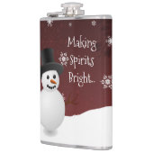 Red Snowman Winter Scene Weihnachtsflasche Flachmann (Links)
