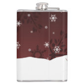 Red Snowman Winter Scene Weihnachtsflasche Flachmann (Rückseite)