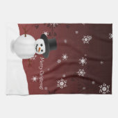 Red Snowman Winter Scene Weihnachtsküche Handtuch (Horizontal)