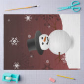 Red Snowman Winter Scene Weihnachtszettel Seidenpapier (Basteln)