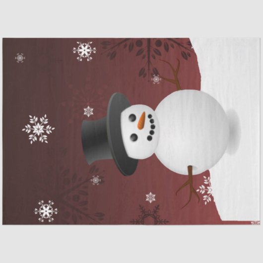 Red Snowman Winter Scene Weihnachtszettel Seidenpapier (Vorderseite)