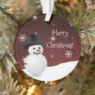 Red Snowman Winter Szene Weihnachtsschmuck Ornament