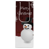 Red Snowman Winter Szene Weihnachtswein Geschenkta Geschenktüte Für Weinflaschen (Vorderseite)