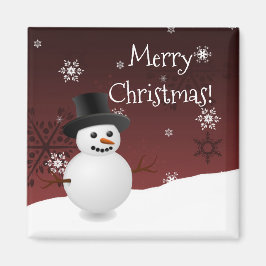 Red Snowman Winterlandschaft Weihnachtsmagnet Magnet