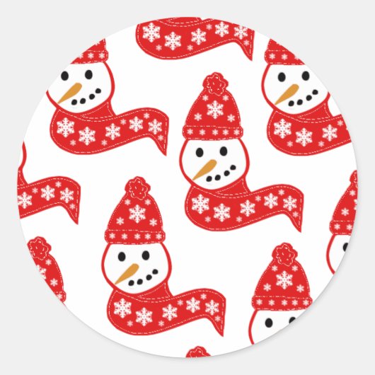 Red Snowmen Scarves Stickers (Vorderseite)